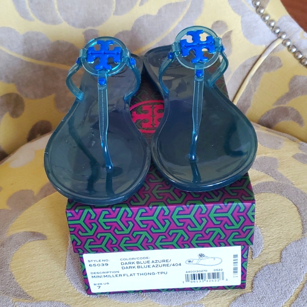 Dark Blue Tory Burch Mini Flat Thong